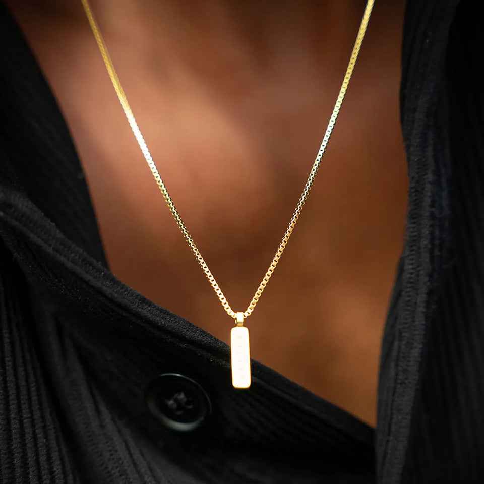 Minimalist Gold Box Chain Necklace Men - Elegant and Contemporary Design