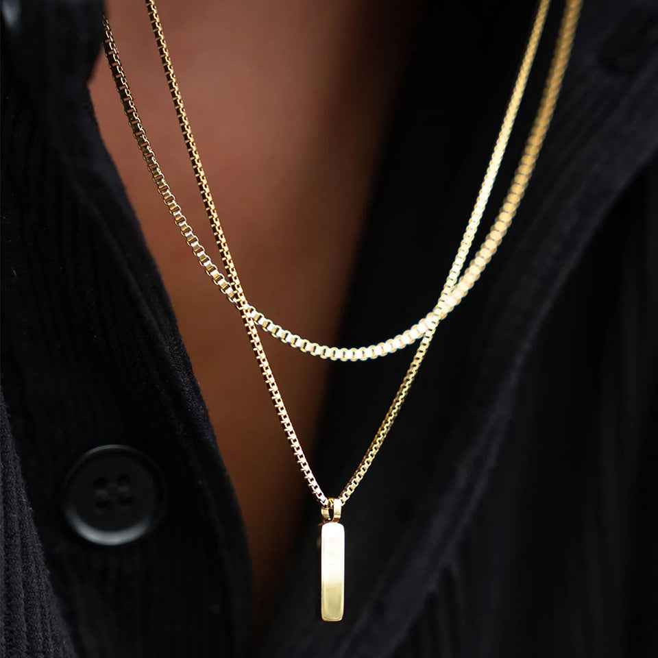 Minimalist Gold Box Chain Necklace Men - Elegant and Contemporary Design