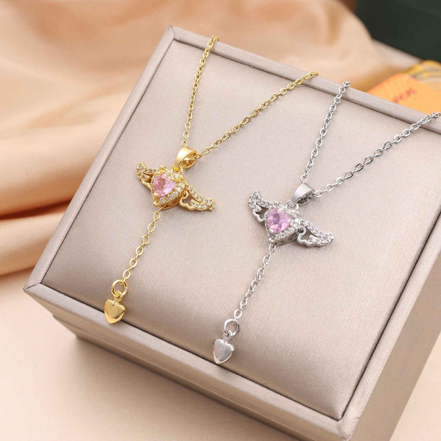 Cupid's Heart Crystal Necklace - Exquisite Cupid Heart Necklace for Every Occasion