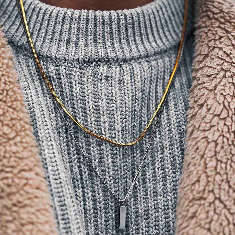Minimalist Gold Box Chain Necklace Men - Elegant and Contemporary Design