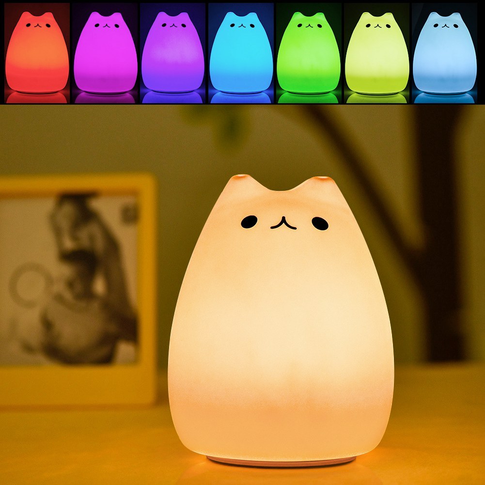 LumiKitty Kattennachtlampje – Tikbediening & 7 kleuren