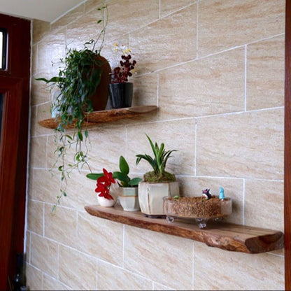 Elegant natural wood shelf for modern home styling in multiple sizes.