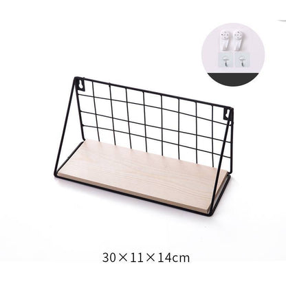 Space-saving wall racks for dorm room storage and organization.