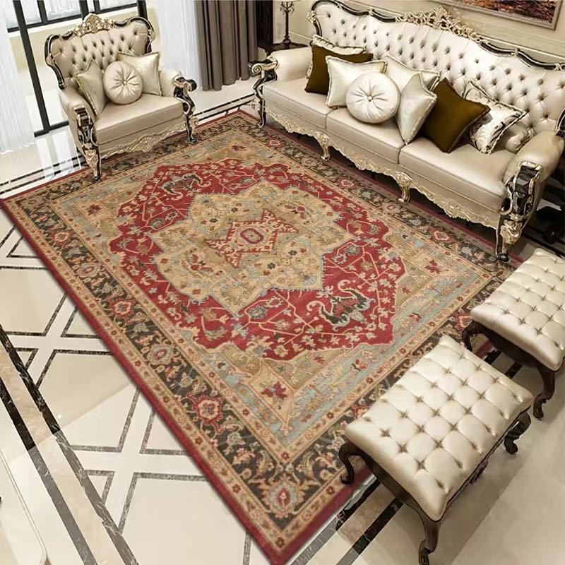 Vintage Bohemian Persian-style area rug with non-slip backing for living room or bedroom.