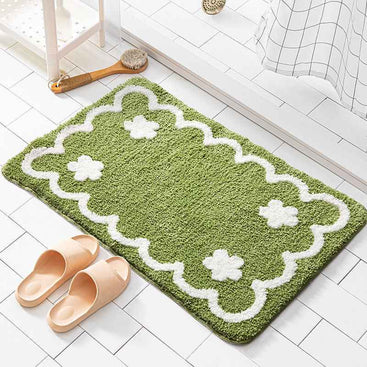 Soft Floral Area Rug - Anti-Slip Carpet for Stylish Bathrooms and Living Rooms