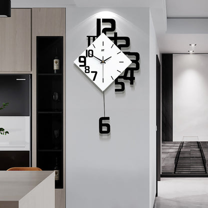 Fashion wall clock with a modern creative number design in black.