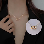 Custom Engraved Double Heart Necklace - Personalized with 2 Names