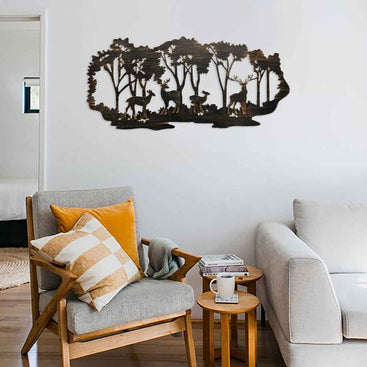 Modern Metal Wall Art Deer Silhouette in Forest for Stylish Interiors