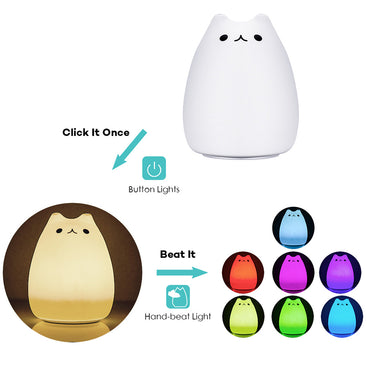 LumiKitty Cat Night Light – Tap-Control & 7 Colors