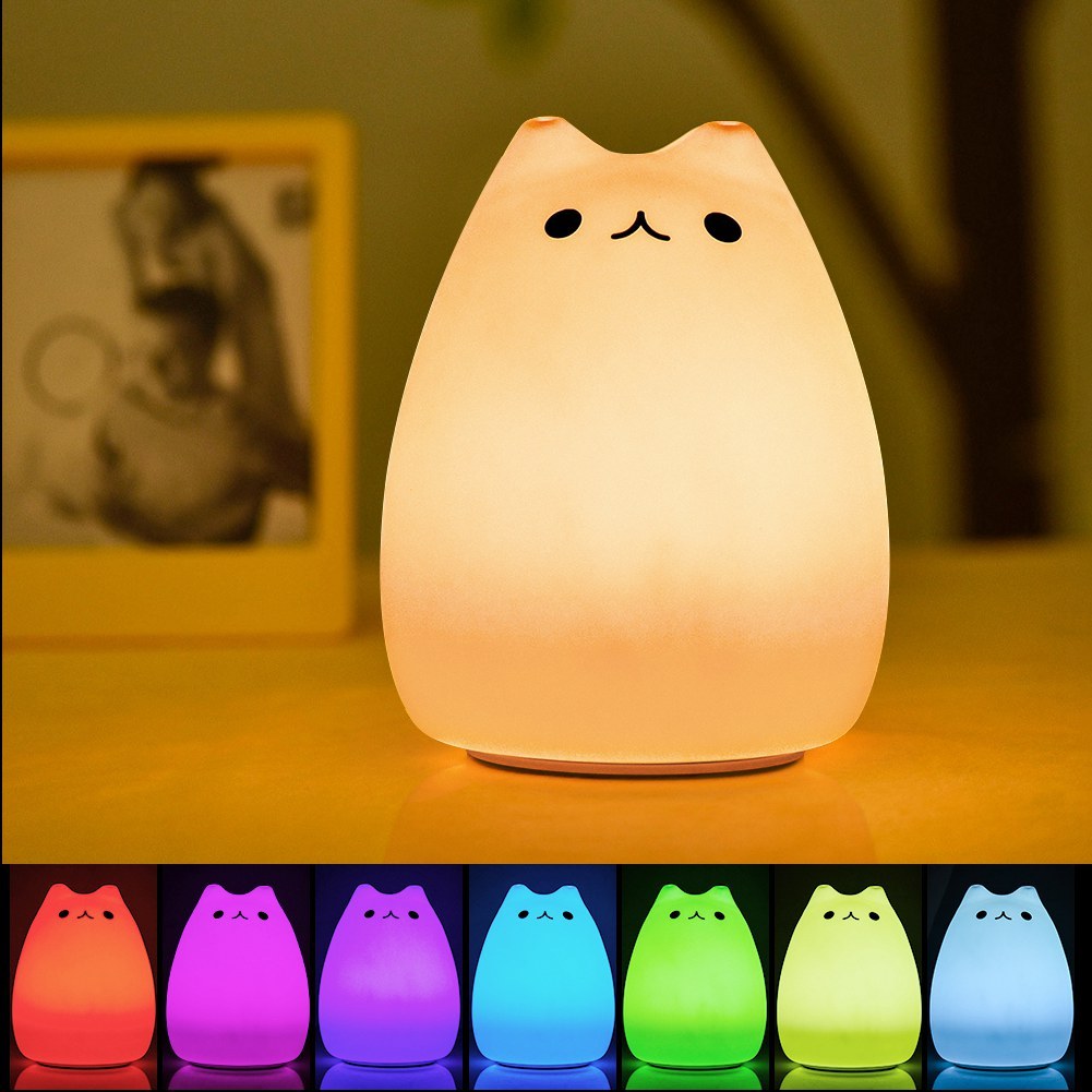 LumiKitty Kattennachtlampje – Tikbediening & 7 kleuren