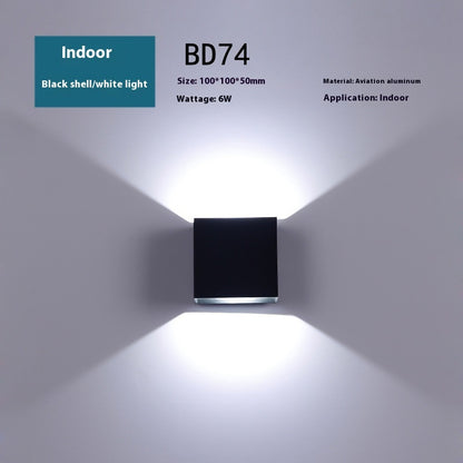 Energy-efficient waterproof LED wall lamp for outdoor and indoor lighting.