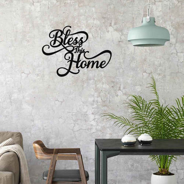 Bless This Home Wall Art – Inspirational Metal Letter Wall Hanging