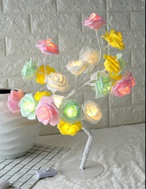 Adjustable brightness Rose LED lamp for home or office décor.