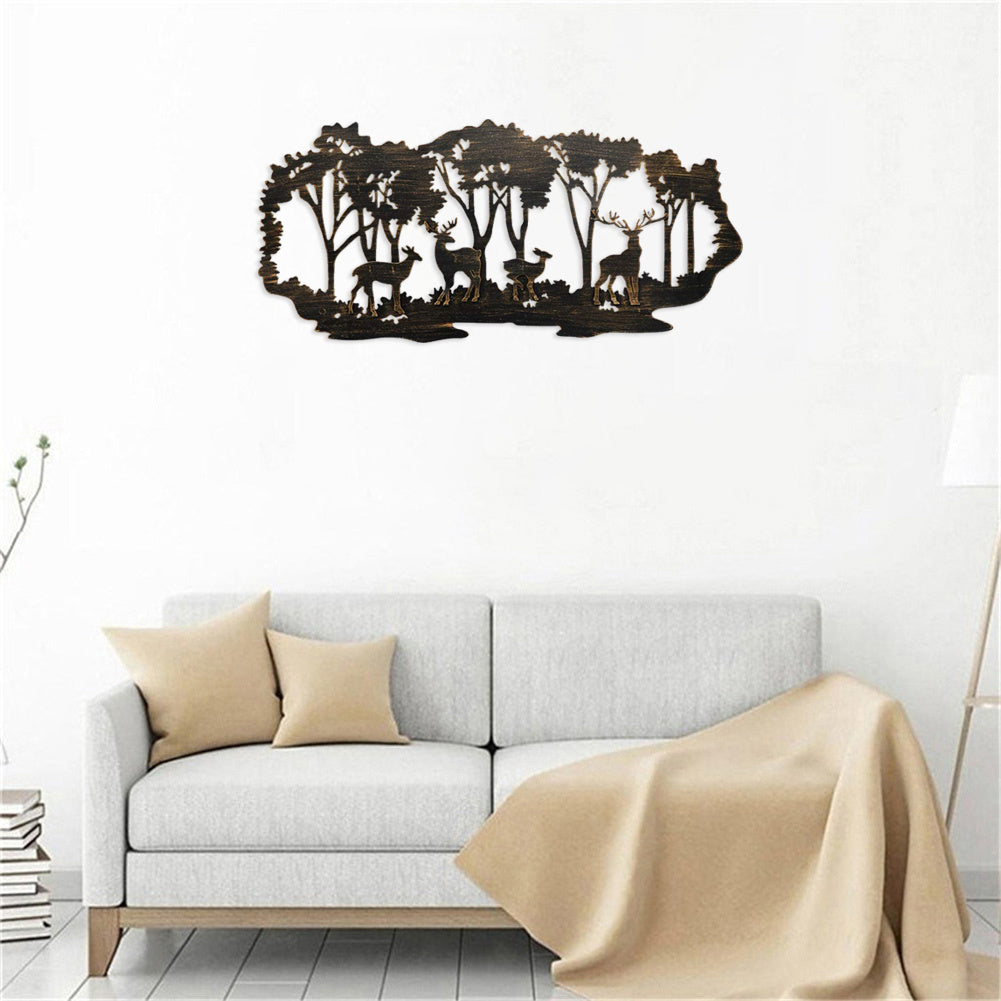 Modern Metal Wall Art – Deer & Forest Silhouette for Stylish Interiors