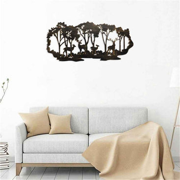 Modern Metal Wall Art Deer Silhouette in Forest for Stylish Interiors