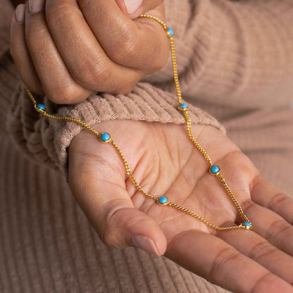 Azure Cascade Turquoise Necklace with Zircon Accents