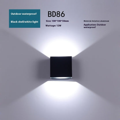 Waterproof LED wall lamp for garden, patio, and outdoor lighting.