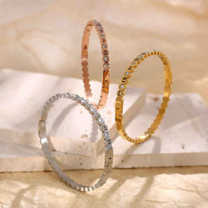 Korean-Style Titanium Bracelet with Numbers Charm