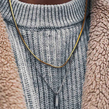 Minimalist Gold Box Chain Necklace Men - Elegant and Contemporary Design