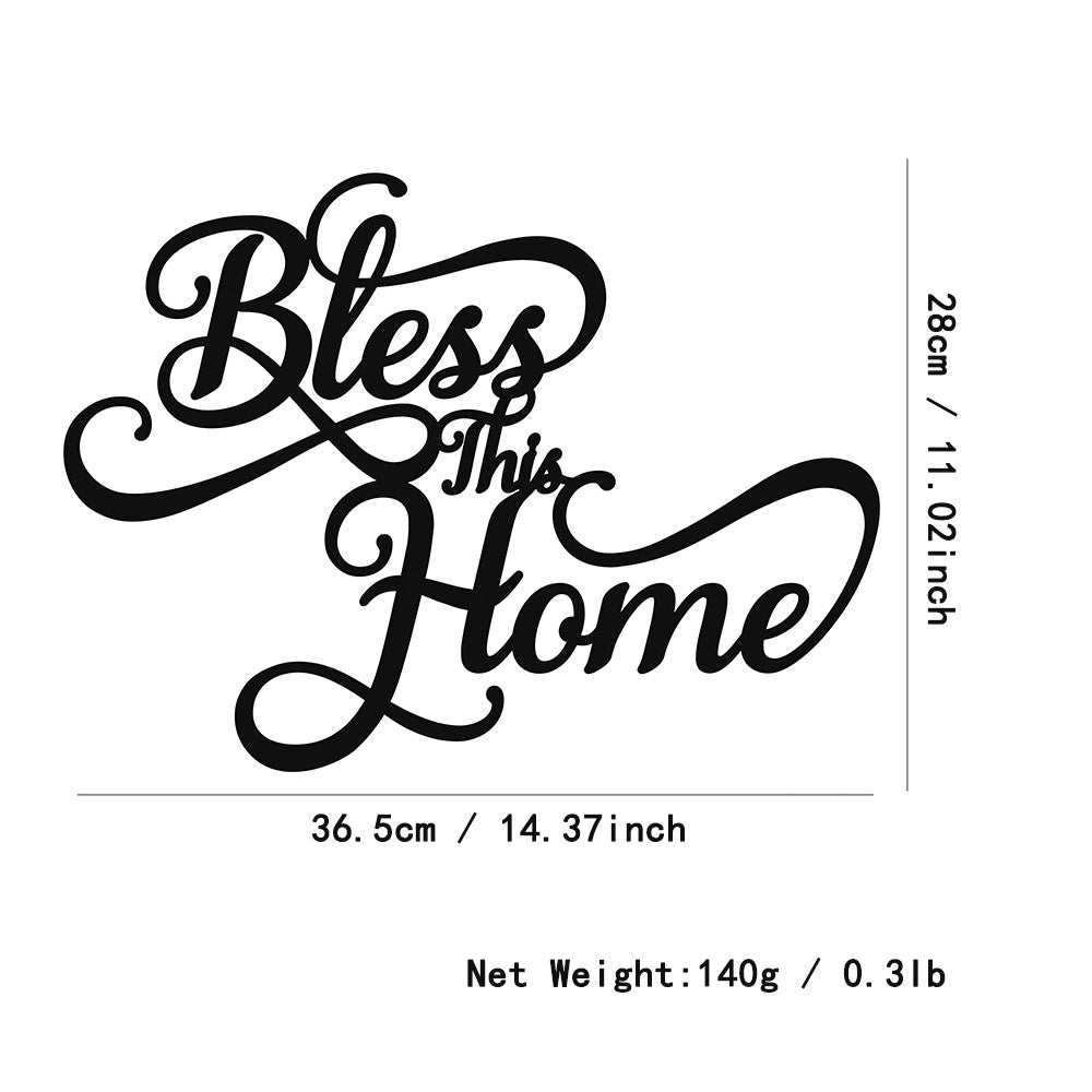 Stylish "Bless This Home" Iron Wall Decor for Living Room and Entryway