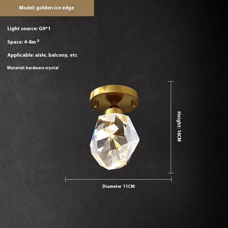 High-quality luxury crystal ceiling light with glass and metal pendant design, perfect for modern-style interiors and spaces like entryways.