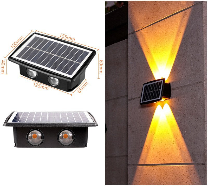 Wall-mounted outdoor solar lights perfect for patios and walkways, providing stylish and efficient illumination.