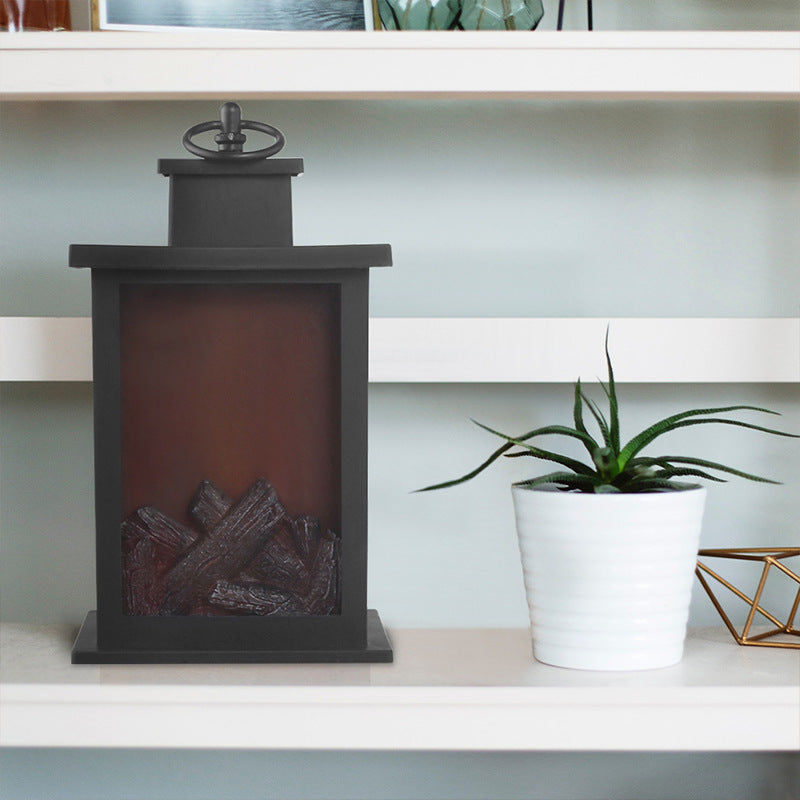 Warm glowing miniature furnace lamp, perfect for adding a cozy and vintage touch to bedrooms and living room decor.